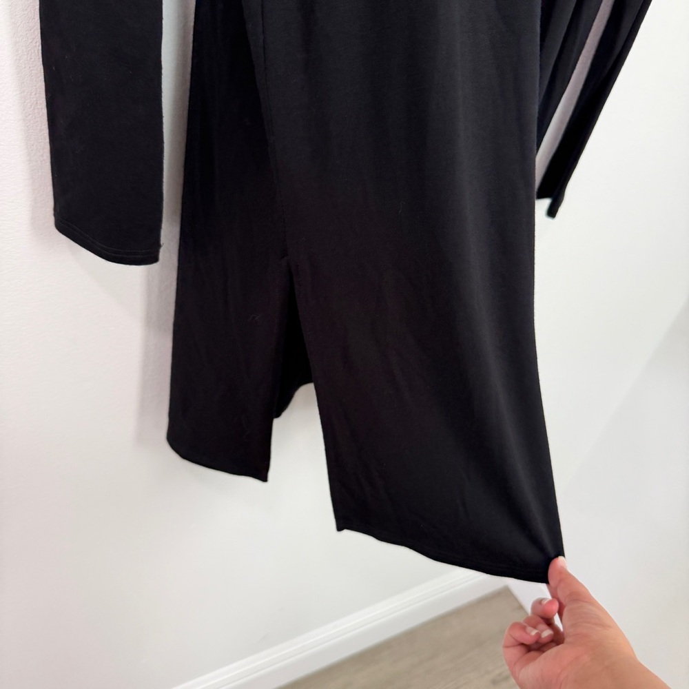 Eileen Fisher Bateau-Neck Long Tunic Black Side Slits Size Small - Picture 5 of 7